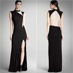 ABS Black/Nude Cutout Mesh Inset Column Dress M